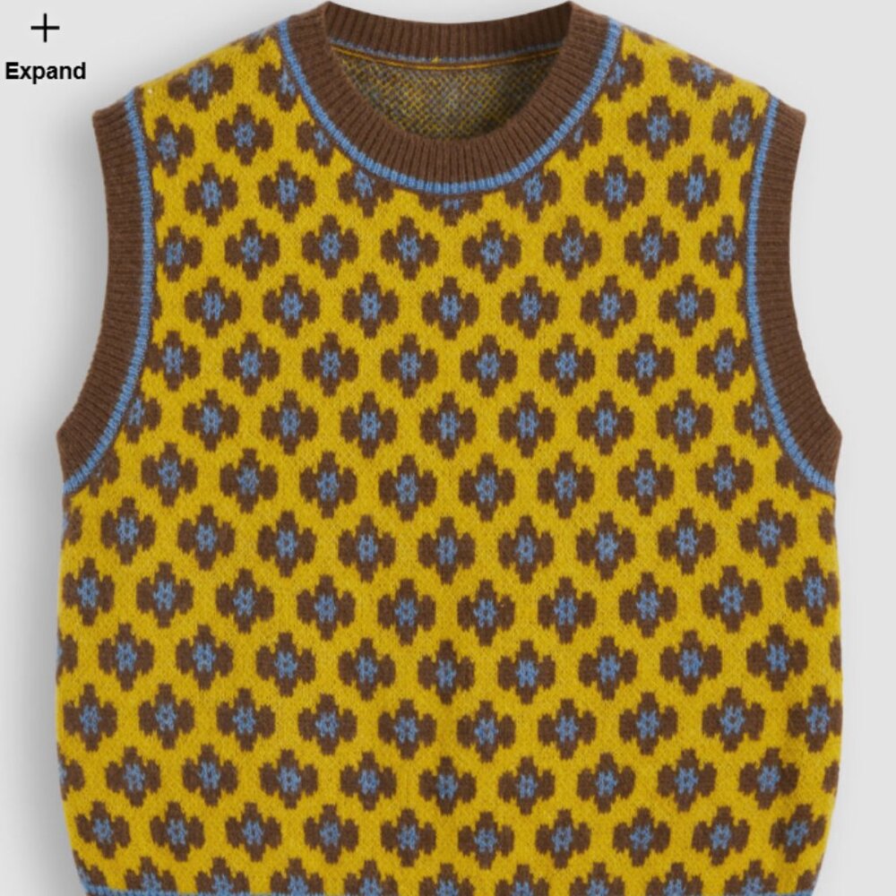 Geometric Contrasting Binding Knitted Crop Vest  new without tags